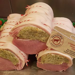 Stuffed loin of pork roasting joint
